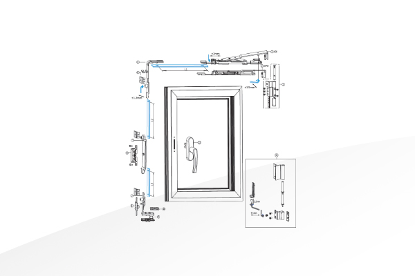 Hardware for aluminum turn&tilt window